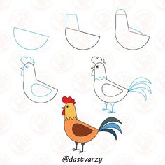 an image of roosters with different shapes