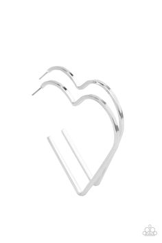 I HEART a Rumor - Silver Heart Hoop Earrings - Paparazzi I Heart A, Paparazzi Jewelry Images, Paparazzi Accessories Jewelry, Glamorous Jewelry, Pink Jewels, Valentines Earrings, Silver Heart Earrings, Heart Hoop Earrings, Silver Bar