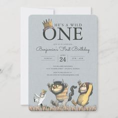 an animal birthday party card with two animals on the front and one in the back