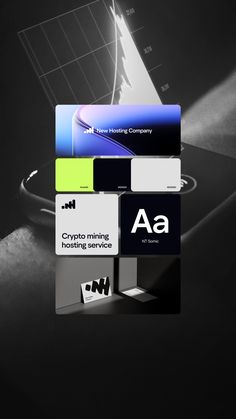 several business cards stacked on top of each other in black and white colors, with the letter aa above them