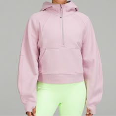 Lululemon scuba half zip pink peony size M/L Scuba Jacket, Lululemon Hoodie, Lululemon Outfits, Technical Clothing, Lululemon Scuba Hoodie, Lululemon Scuba, Half Zip Hoodie, Casual Preppy Outfits, Cute Preppy Outfits