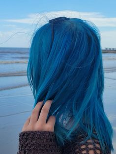 Blue hair Light Blue And Dark Blue Hair, Sea Blue Hair, Blue Braided Hair, Vibrant Blue Hair, Blue Curly Hair, Scene Girl Hair, Electric Blue Hair, Brain Juice, Bright Blue Hair