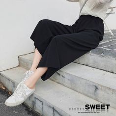 Brand Name: JuanitatopPant Style: StraightMaterial: PolyesterFit Type: LOOSELength: Ankle-Length PantsDecoration: PocketsOrigin: CN(Origin)Season: Spring/AutumnWaist Type: HIGHModel Number: 21082601Pattern Type: SolidStyle: CasualFront Style: FlatAge: Ages 18-35 Years OldFabric Type: BroadclothClosure Type: Elastic WaistGender: WOMEN Casual Black Culottes With Elastic Waistband, Casual High Waist Baggy Culottes, Casual Stretch Culottes In Ankle-length, Casual Stretch Culottes For Work, Casual High-waisted Culottes, Casual Stretch Culottes For Summer, Casual Non-stretch High-waisted Culottes, Stretch Casual Culottes For Summer, Summer Casual Stretch Culottes