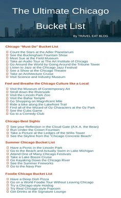 the ultimate chicago bucket list is shown