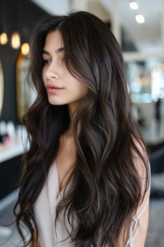 Espresso Ash Brown Hair, Dark Coffee Hair Color, Espresso Brunette Hair, Dark Mushroom Brown Hair, Espresso Martini Hair, Chocolate Black Hair, Dark Coffee Hair, Hair With Pale Skin, Dark Espresso Hair Color