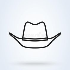 a black and white cowboy hat on a light blue background royalty illustration