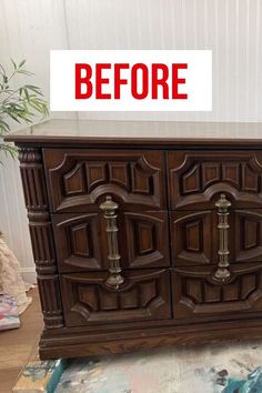 an old dresser has been refinished with new paint