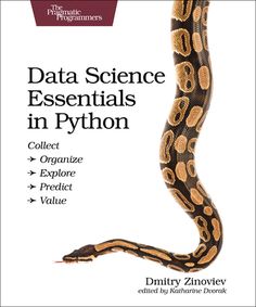 a book cover with an image of a snake on it's back and the title data science essentials in python