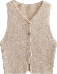 44280494686461|44280494719229|44280494751997 Vest Cardigan, Knitted Vest, Beige Cardigan, Chic Top, Cardigan Vest, Knit Vest, A A, Single Breasted, Stretch Fabric