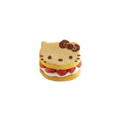 a hello kitty sandwich with strawberries on it