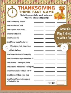 a thanksgiving trivia game for kids to play