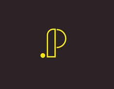 a black and yellow logo with the letter p in it's center, on a dark background