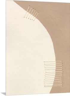 an abstract painting with white and beige colors on the bottom half of it, including two combs