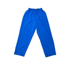 "Vintage G.W. division of Graff Cerulean Blue pants! Tag shows a petite size 4. Made of polyester but feels very silky!  Measurements are as follows:  Petite size 4  Elastic is 10.5\" but stretches to 25\"-27\" waist comfortably  23\" inseam  Tapered leg  7\" at ankle and 1.25\" hem  12.25\" front rise 15\" back rise  Made in the USA." Blue Ankle-length Pull-on Pants, Blue Pants With Elastic Waistband For Work, Blue Pull-on Ankle-length Pants, Blue Straight Pants With Elastic Waistband, Blue Pull-on Style Bottoms For Workwear, Blue Pull-on Straight Pants, Blue Pull-on Trousers, Coach Saddle Bag, Velour Tops