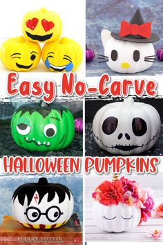 easy no - carve halloween pumpkins for kids to make with their own faces