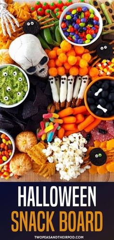 halloween snack board with candy and candies