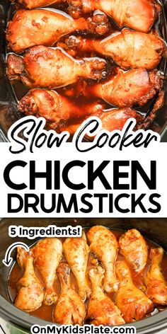 chicken drums with text overlay that reads, your cooker chicken drums 5 ingredients