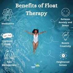 a woman floating in the water with her arms spread out to show benefits of float therapy