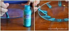 two pictures showing how to use an electric toothbrush on a glass plate with glue