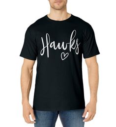 PRICES MAY VARY. If you've got school spirit for your high school team sports and your son, daughter, or boyfriend plays for the Hawks then this cute Hawks mascot design is for you. This cute hawks fan design shows: Hawks, in cursive with a cute heart Perfect gift for a mom or girlfriend that loves watching hawks football, hawks basketball, hawks baseball or any local school sports. Lightweight, Classic fit, Double-needle sleeve and bottom hem Hawks Mascot, Hawks Basketball, In Cursive, Fan Design, School Team, Mascot Design, Cute Heart, Team Sports, School Sports