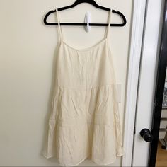 Nwt! Love This Dress So Much, Just A Little Short For This Long-Legged Girl! Summer Beige Cotton Sundress, Beige Cotton Summer Sundress, Beige Cotton Sundress For Summer, Beige Cotton Sundress, Cream Casual Cotton Mini Dress, Casual Cream Cotton Mini Dress, Cream Casual Sundress With Spaghetti Straps, Casual Cream Sundress With Spaghetti Straps, Beige Cotton Mini Sundress