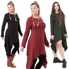 Trendy Fashion Witch Dress, Long Sleeve Pixie Hem Boho Festival Dress, Pagan Clothing Plus Size, Fashion Women's Dresses Goa Dress, Hood Dress, Pagan Clothing, Lycra Dress, Elf Dress, Steampunk Dress, Pixie Dress, Witch Dress, Dress Fairy