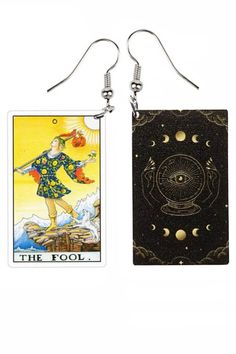 the fool tarot card dangle earrings