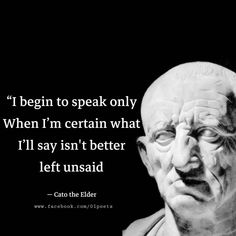 a statue with a quote on it that reads i begin to speak only when i'm certain what i'll say isn't better left unsaid