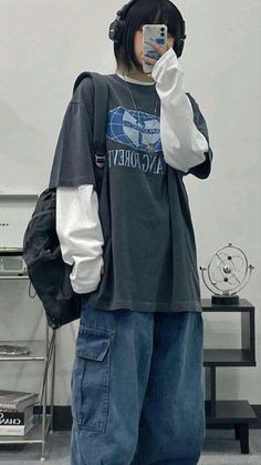 #style #outfits #fashion #aesthetic #pinterest Korean Oversized Outfit, Pakaian Hipster, Beauty Haul, Oversized Outfit, Baggy Clothes