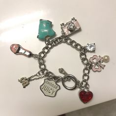 I Received This Bracelet As A Present And I’ve Never Worn It Because It’s Too Large For My Wrist. Juicy Couture Bracelet Kit, Juicy Couture Necklace Heart, Juicy Coture Necklace, Juicy Cotoure Charm Bracelet, Juicy Couture Charms Bracelet, Juicy Couture Necklace, Juicy Couture Jewelry, Juicy Couture Charms, A Present