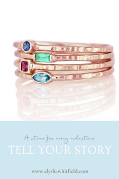 Customize these dainty stacking rings with your choice of metal and gemstones, or work with me to create a more customized look! #stackingrings #birthstonerings Birthstone Ring Mothers, Gemstone Stacking Ring, Birthstone Stacking Rings, Sideways Initial Necklace, Twig Engagement Ring, Delicate Gold Necklace, Floral Engagement Ring, Engagement Rings Vintage Halo, Morganite Diamond