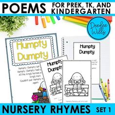 three books with the words humpty humpty and nursery rhymess set 1