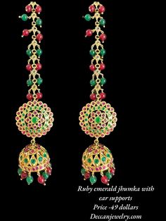 gold plated earrings color of stone - green and ruby pink type of stone - cz Polki pearls / beads - quartz beads plating - gold plated length in inches - 2.8 inches width in inches - 1 inches Ear post - straight Festive Stone Work Beaded Earrings, Festive Green Round Bead Earrings, Festive Temple Jewelry Earrings With Round Beads, Kundan Round Beads Temple Jewelry Earrings, Kundan Temple Jewelry Earrings With Round Beads, Gold Bollywood Earrings With Round Beads, Green Dangle Jewelry For Diwali, Gold Plated Green Jewelry With Latkans, Green Gold-plated Jewelry With Latkans