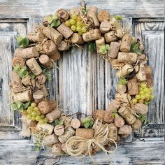 a wreath made out of wine corks