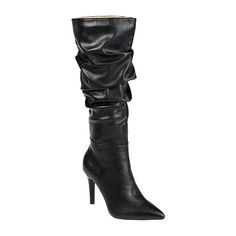 Add some drama to your favorite looks with the Sarie boot by Journee Collection. This slouchy boot features supple vegan leather and a soft 4 mm true comfort foam footbed for the perfect fit. A tall stiletto heel elevates the look for a leg-lengthening lift.Features: ComfortClosure Type: ZipperFootwear Technology: Memory Foam InsoleShaft Circumference: 15 1/2 InchesBoot Shaft Height: 14 InchesShoe Heel Height: 4 InchesUpper/Outer Base Material: 100% PolyuretheneShoe Lining Material: FabricSole M Elegant Boots For Date Night In Fall, Elegant Fall Date Night Boots, Chic Fitted Boots For Date Night, Knee-high Boots For Night Out In Winter, Fall Knee-high Pointed Toe Boots For Night Out, Wide Calf Pointed Toe Mid-calf Boots For Night Out, Pointed Toe Mid-calf Boots For Night Out, Fall Heeled Boots For Night Out With Pointed Toe, Pointed Toe Mid-calf Boots For Fall Night Out