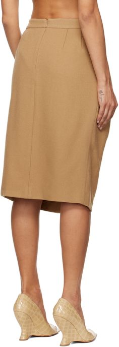 Virgin wool gabardine midi skirt. Pleats throughout. · Asymmetric construction · Slit at front · Seam pockets · Darts and zip closure at back waist Supplier color: Camel Wool Midi Skirt, Camel Color, Dries Van Noten, Camel, Midi Skirt, My Style, Wool, Skirt, Van