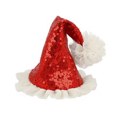 Ho, ho, ho! Meri Meri's Santa hat hair clip is perfect if you want a festive look without having to wear a party hat. It's merry and bright, and a stylish gift for a special someone who loves hair accessories and sequins. Red sequin fabric Off white tulle fringing Off white tulle pom pom Red felt base Silver tone crocodile clip Suitable for ages 4+ Pack dimensions: 5.25 x 4 x 5.25 inches Tulle Pom Pom, Tulle Poms, Christmas Hair Accessories, Hat Hair, Hat Clips, Meri Meri, Festive Look, Christmas Hair, Red Felt