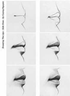 the process of drawing lips with pencil