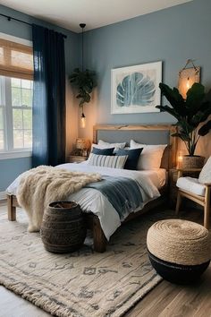 #BEAUTY ,#REALATIONSHIPS #Fashion #Outfits #Winter Outfits #Animals Scones In Bedroom, Blue Bedroom Ideas For Adults, Calming Bedroom, Guest Bedroom Decor, Ideas Hogar, Modern Sconces, Blue Rooms, Blue Bedroom