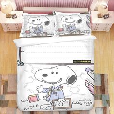 snoopy bedding set with cartoon character on it