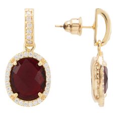 These exquisitely regal oval gemstone drop earrings are pure elegance in design. Make this super sparkly drop earring your everyday wardrobe staple. The multifaceted oval gemstone with illustrious cz detailing, which highlights the beauty of the central stone, reflects the light which dazzles from day to night. These earrings make an impact but are comfortable to wear.With associations with the heart, blood, inner fire, and life force, garnets have long been considered symbols of love. Garnet sy Classic Oval Earrings With Gemstone Accents, Elegant Jewelry With Matching Earrings And Oval Pendant, Elegant Oval Pendant Earrings For Anniversary, Formal Oval Pendant Gemstone Earrings, Oval Gemstone Accented Earrings For Formal Occasions, Oval Earrings With Gemstone Accents For Formal Occasions, Oval Earrings With Sparkling Stones For Formal Occasions, Formal Oval Earrings With Sparkling Stones, Oval Gemstone Earrings For Formal Occasions