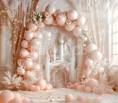 an image of a princess castle with balloons