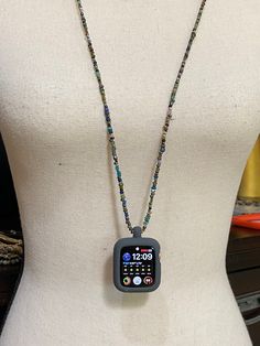 Custom made to order Apple Watch necklace. Beaded metal adapter to match (silver, gray, rose), gray silicone case, black silicone case. All sizes available. Select necklace length, bead colors and style. Depending on component availability, fast turn around. Versatile and a great option for carrying your Apple Watch. The 49 ultra does not come in the silicone case yet. It fits the metal converter.🤠 PLEASE PUT LENGTH YOU WOULD LIKE IN PERSONALIZATION BELOW MaRV premium bead mix includes, but not Apple Watch Necklace, Black Silicone Case, Smart Jewelry, Ancient Roman Glass, African Trade Beads, Roman Glass, Necklace Beaded, Trade Beads, Venetian Glass