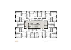 the floor plan for an office building with multiple rooms and two floors, including one bedroom