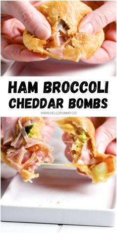 These Ham and Broccoli Cheddar Cheese Bombs just might be the easiest dinner recipe, ever. Easy kids dinner, easy family recipe. Great for kids lunch too. #helloyummy Easy Kids Dinner, Ham And Broccoli, Easy Dinners For Kids, Cooking With Kids Easy, Easiest Dinner, Kids Dinner, Cheese Cheddar, Kids Cooking Recipes, Queso Cheddar