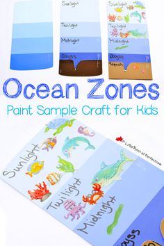 ocean zones printable craft for kids with water, sand and sea animals on them