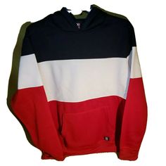 Sz M Sweatshirt Hoodie One Point One. Red, White & Blue with front pockets. Fleece lined. Band at waist. Condition is "New with tags". Shipped with USPS Priority Mail. Hooded Color Block Cotton Top, Red Sporty Sweatshirt With Kangaroo Pocket, Sporty Red Sweatshirt With Kangaroo Pocket, Hooded Color Block Top For Streetwear, Casual Fleece Color Block Tops, Color Block Cotton Hoodie, Red Cotton Hoodie, Casual Color Block Hooded Sweater, Cotton Color Block Hoodie Tops