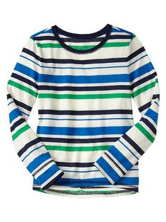 Playful Striped Cotton Tops, Playful Striped Long Sleeve Top, Striped Long Sleeve Playful Top, Cute Crew Neck, Stripped Pattern, Striped T Shirt, Gap Kids, Navy Stripes, Girls Long Sleeve