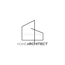 the home architecture logo is shown in black and white, with an outline of a house