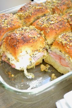 ham and cheese sliders in a casserole dish